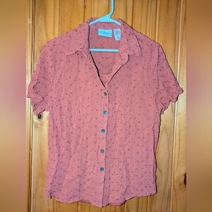 Women's Rust Colored Button-Up Top With Sewn In Tank